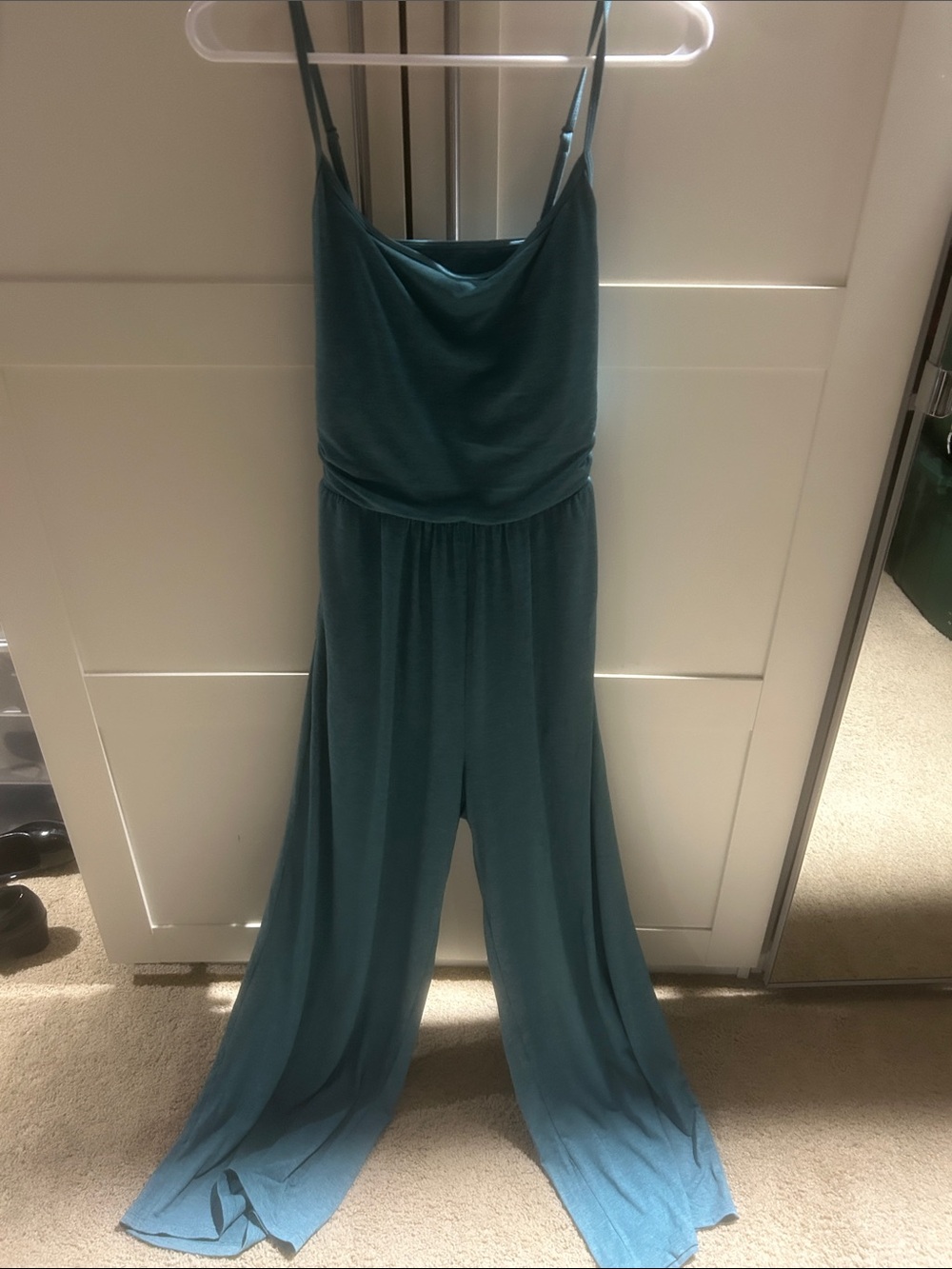 HALARA Teal Wide-Leg Cowl Neck Jumpsuit